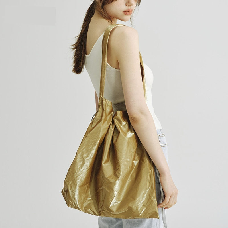 Tinfoil Shoulder Leisure Bag with Sandwich Pocket for Literary Women - Teleplus tinfoil shoulder leisure literary women