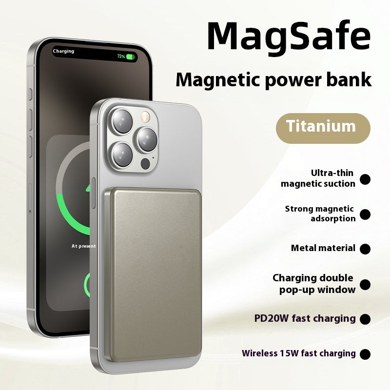 Titanium Alloy Magnetic Power Bank in Gray Gold and Blue - Teleplus titanium gray magnetic power bank alloy