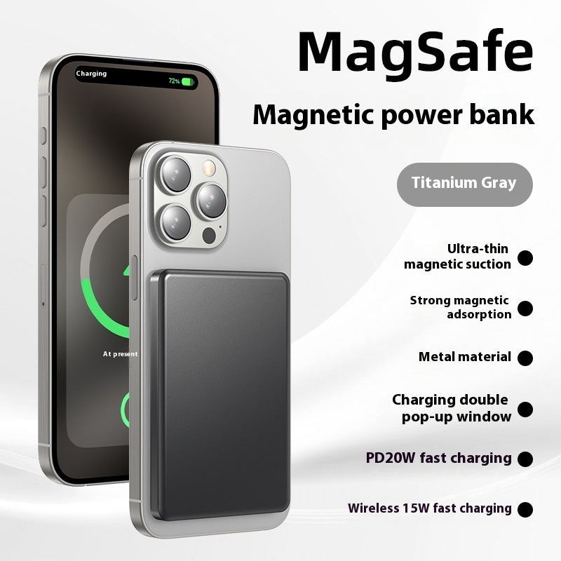 Titanium Alloy Magnetic Power Bank in Gray Gold and Blue - Teleplus titanium gray magnetic power bank alloy
