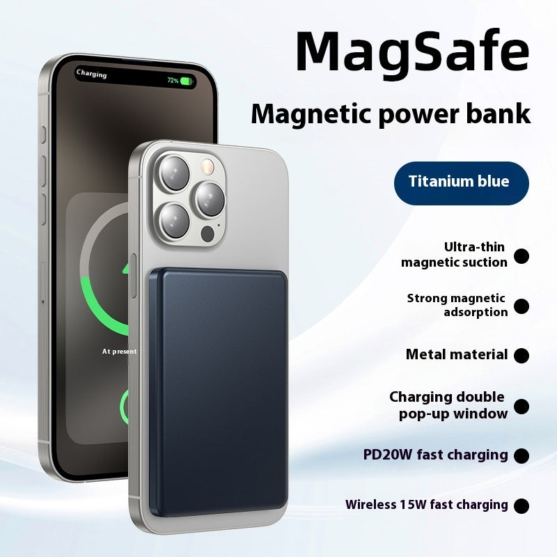 Titanium Alloy Magnetic Power Bank in Gray Gold and Blue - Teleplus titanium gray magnetic power bank alloy