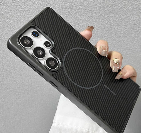 Titanium Gold Magnetic Suction Phone Case with Carbon Fiber Texture - Teleplus magnetic suction titanium gold carbon