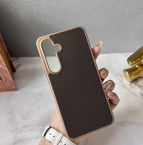 Titanium Gold Magnetic Suction Phone Case with Carbon Fiber Texture - Teleplus magnetic suction titanium gold carbon