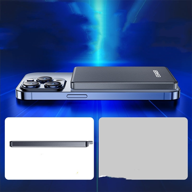 Titanium Magnetic Portable Wireless Charging Power Supply with Dark Gray Shell - magnetic portable wireless charging