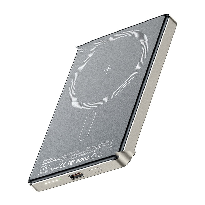 Titanium Magnetic Portable Wireless Charging Power Supply with Dark Gray Shell - magnetic portable wireless charging