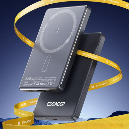 Titanium Magnetic Portable Wireless Charging Power Supply with Dark Gray Shell - magnetic portable wireless charging