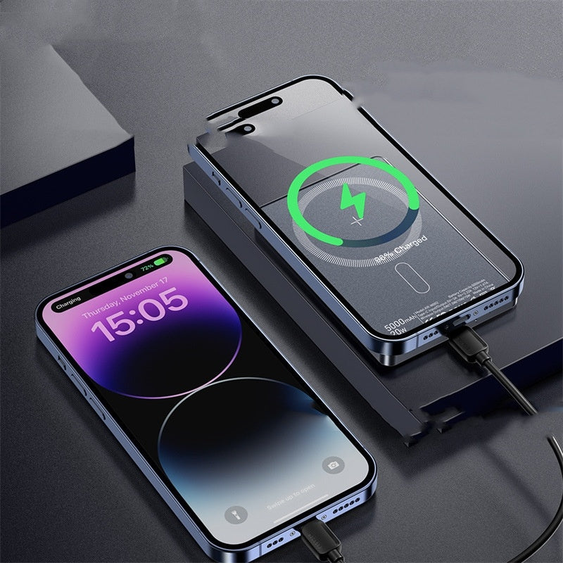 Titanium Magnetic Portable Wireless Charging Power Supply with Dark Gray Shell - magnetic portable wireless charging