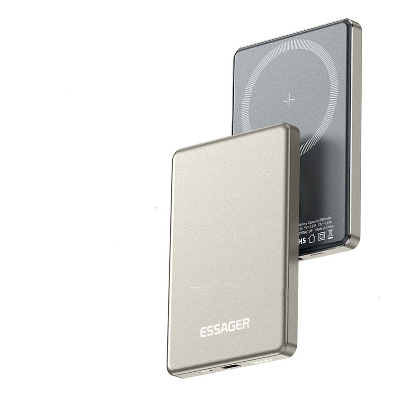 Titanium Magnetic Portable Wireless Charging Power Supply with Dark Gray Shell - magnetic portable wireless charging