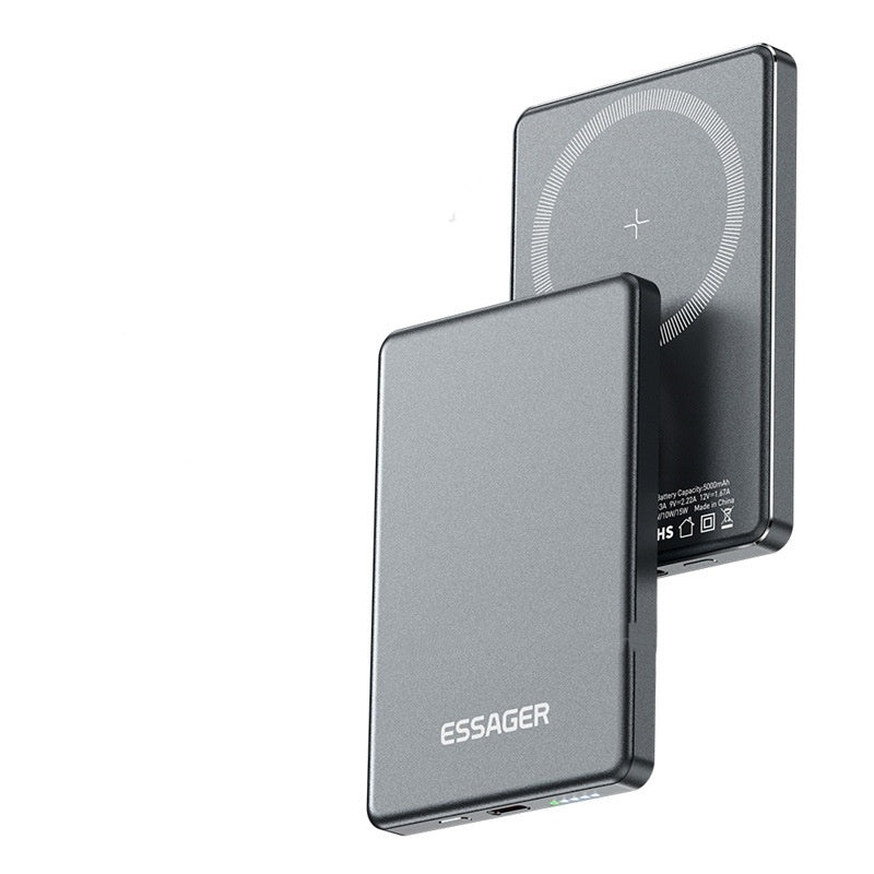 Titanium Magnetic Portable Wireless Charging Power Supply with Dark Gray Shell - magnetic portable wireless charging