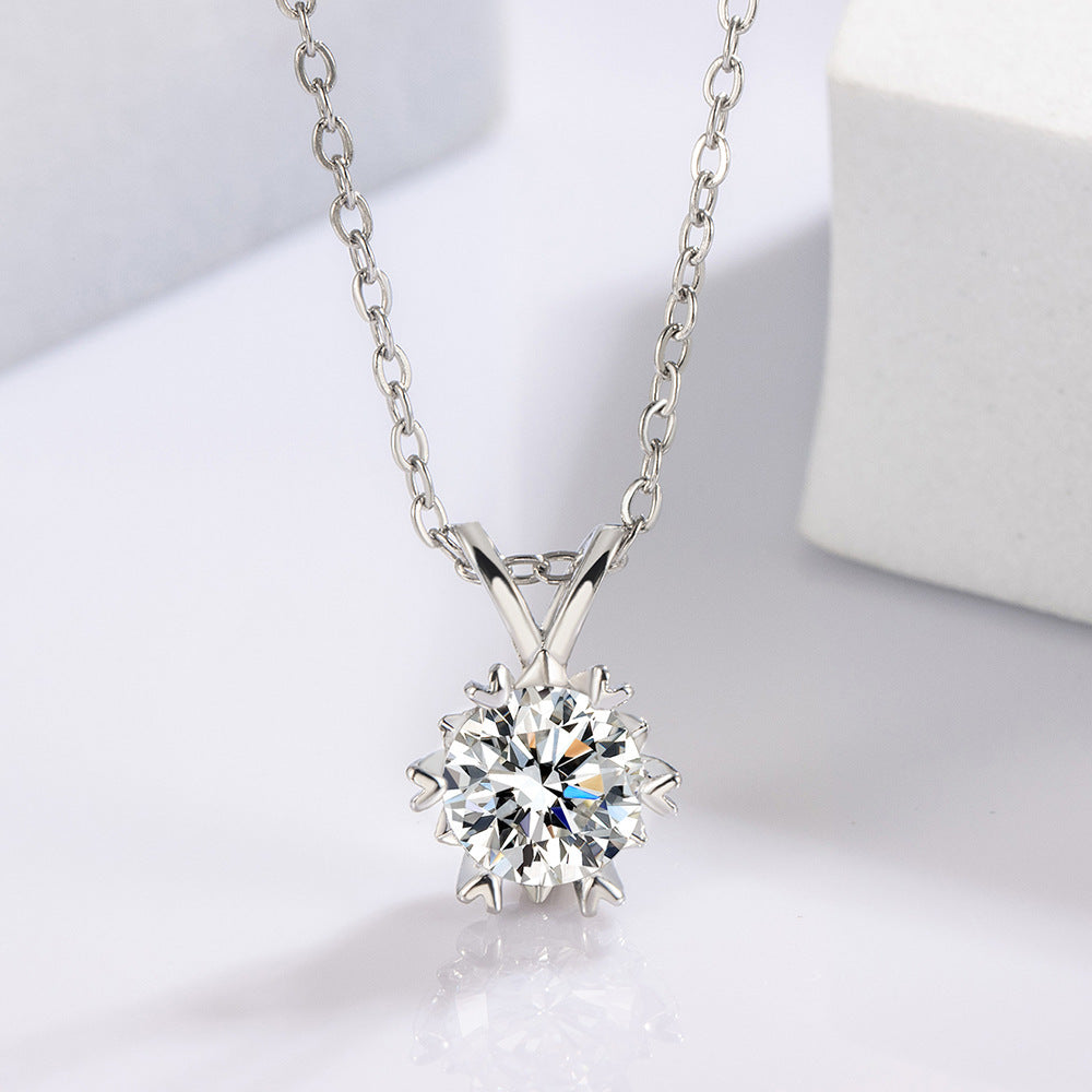 Titanium Steel Necklace Niche Snowflake Zircon Pendant - Titanium Steel Necklace with Snowflake Zircon Pendant