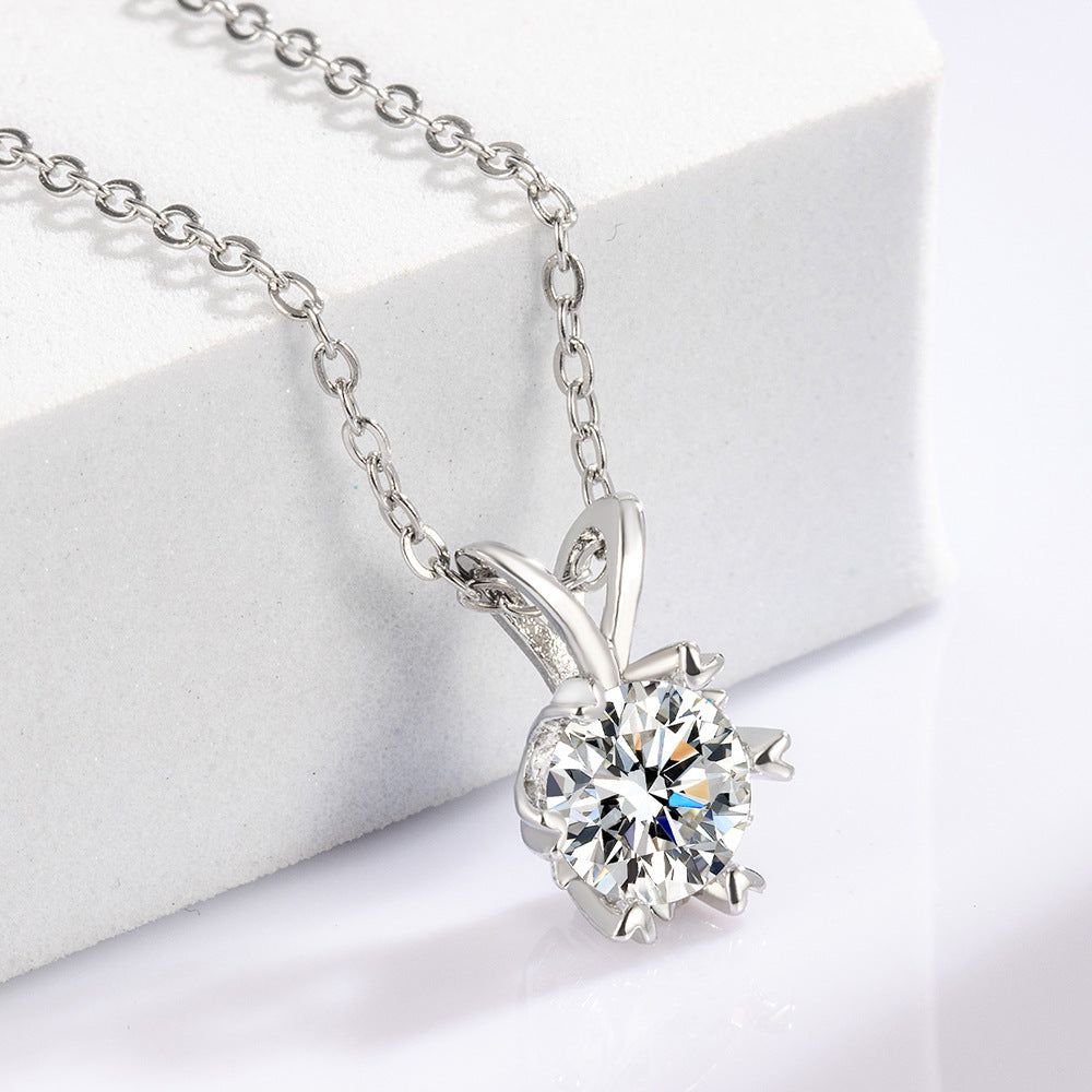 Titanium Steel Necklace Niche Snowflake Zircon Pendant - Titanium Steel Necklace with Snowflake Zircon Pendant