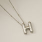 Titanium Steel Silver Glossy English Letter Pendant - Titanium Steel Silver Glossy Letter Pendant Necklace