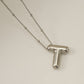 Titanium Steel Silver Glossy English Letter Pendant - Titanium Steel Silver Glossy Letter Pendant Necklace