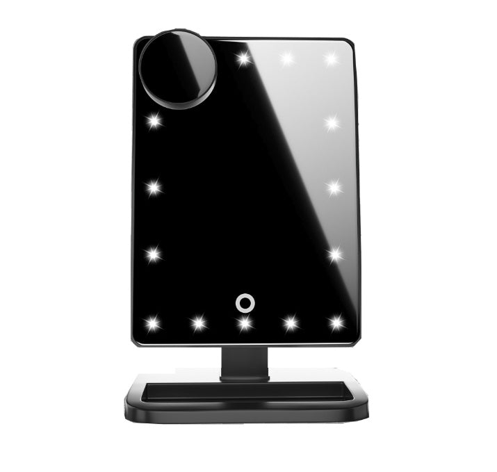 Touch Screen Makeup Mirror with LED Light Bluetooth Music Speaker and Magnifying Glass - touch screen makeup mirror led