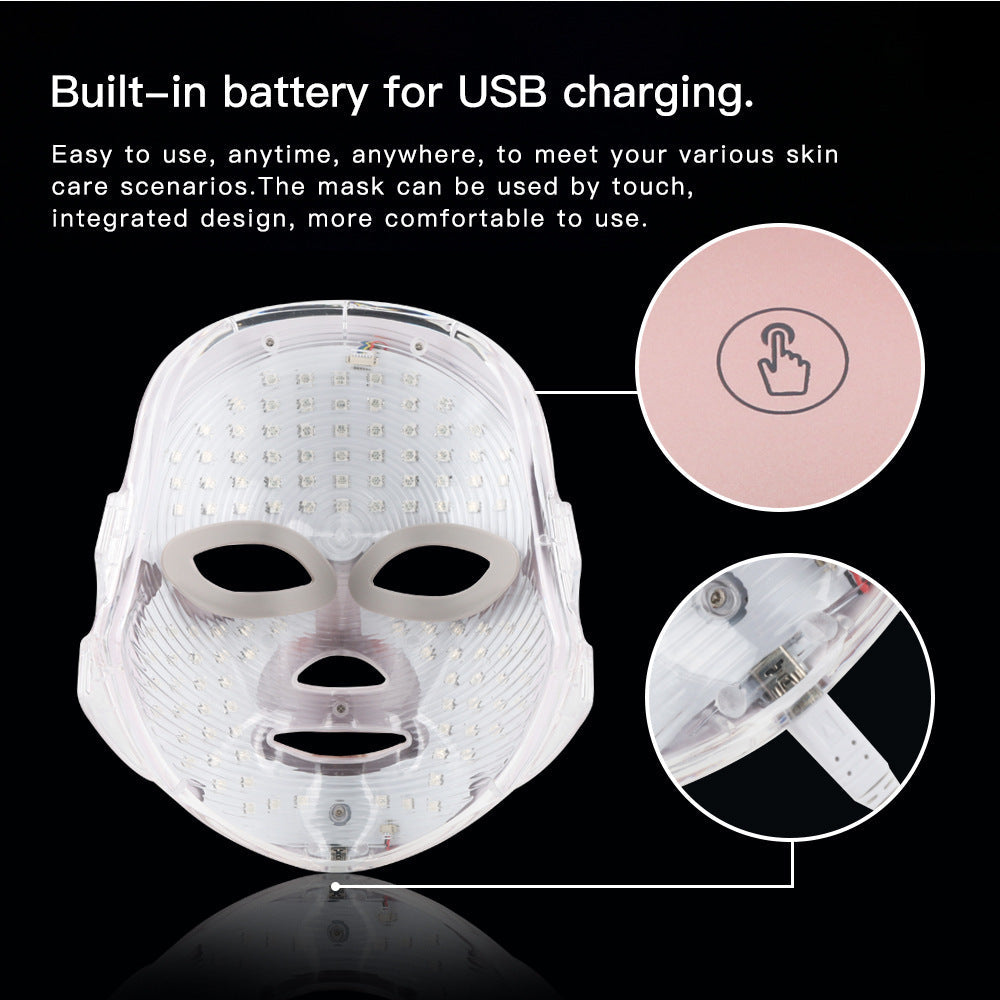 Touch Screen Seven-color Light Mask LED Photon Skin Rejuvenation - Glow Up with Color Light Mask in Gift Box Surprise