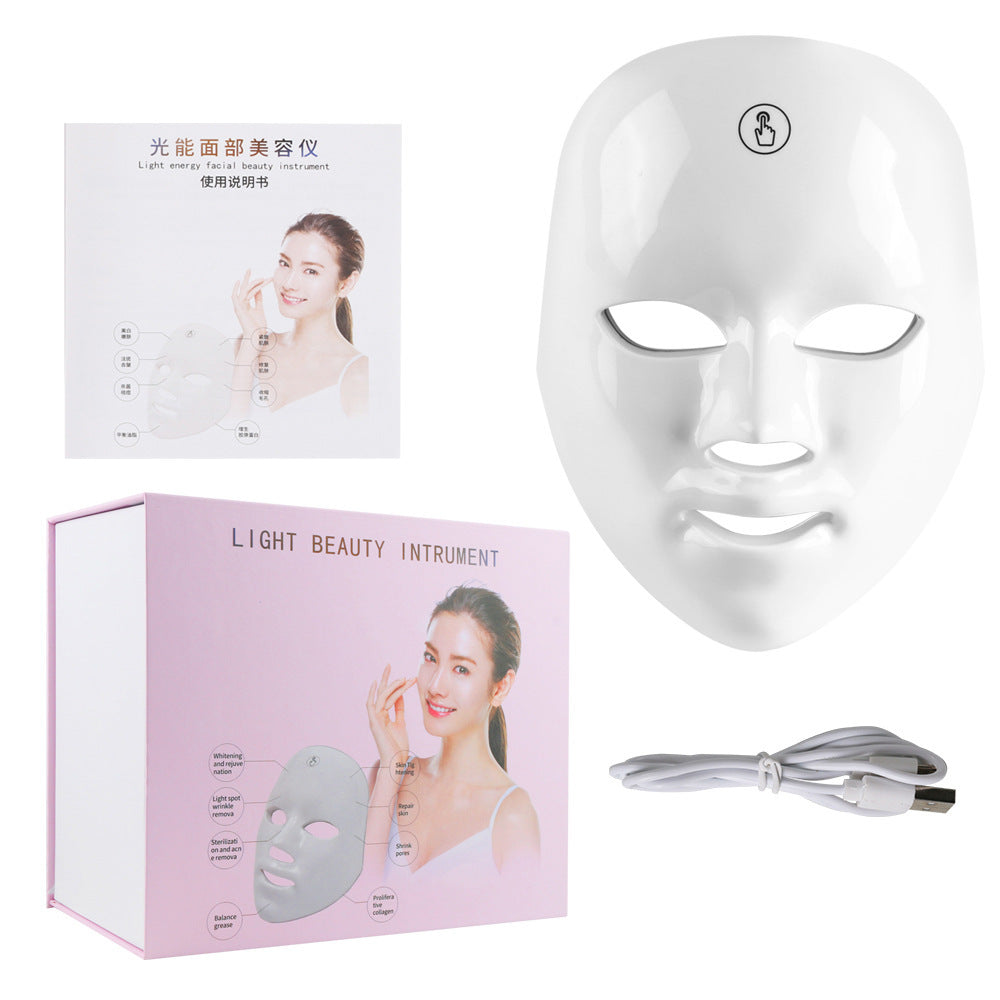 Touch Screen Seven-color Light Mask LED Photon Skin Rejuvenation - Glow Up with Color Light Mask in Gift Box Surprise