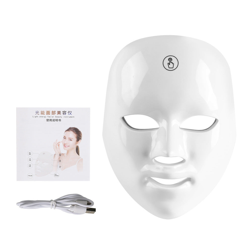 Touch Screen Seven-color Light Mask LED Photon Skin Rejuvenation - Glow Up with Color Light Mask in Gift Box Surprise