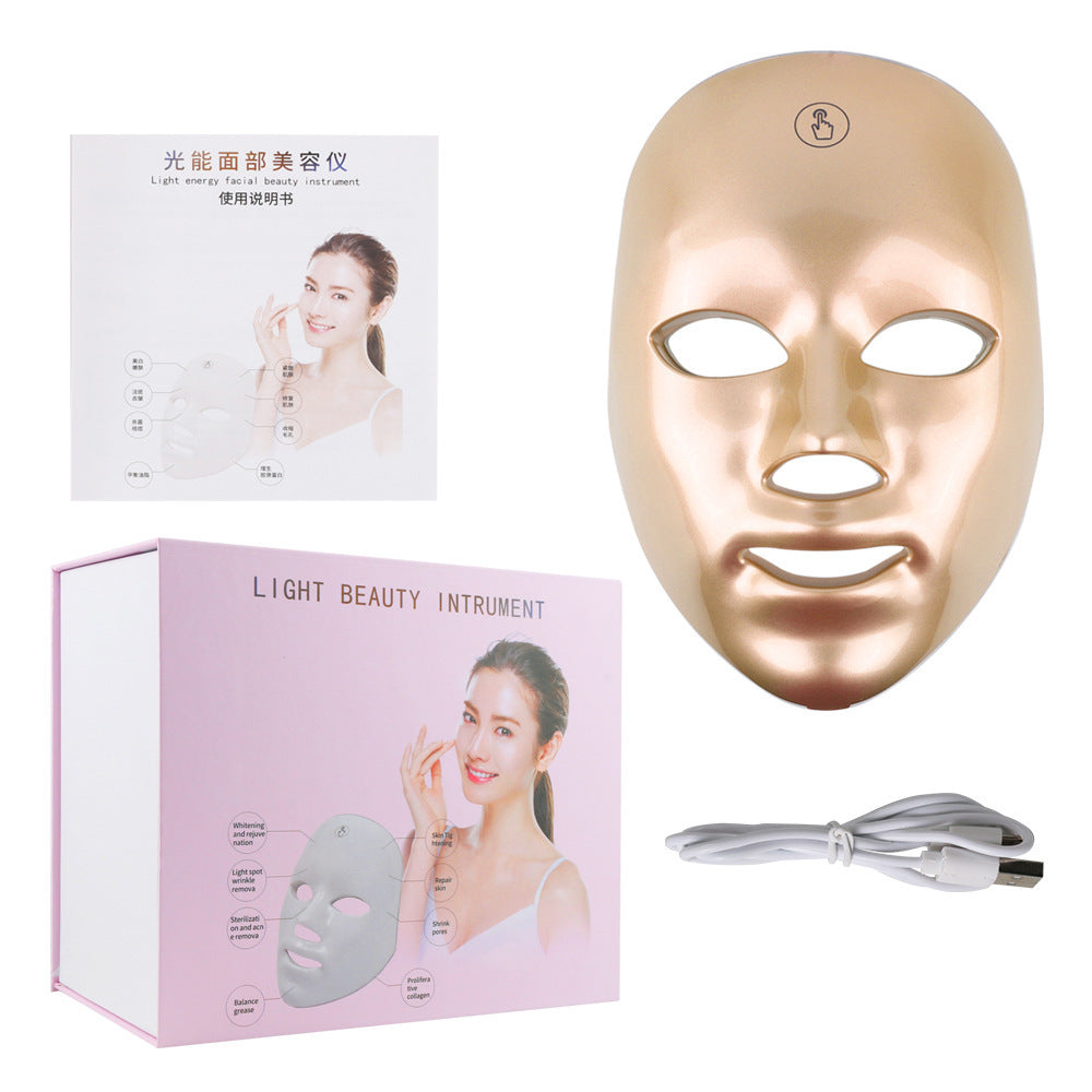 Touch Screen Seven-color Light Mask LED Photon Skin Rejuvenation - Glow Up with Color Light Mask in Gift Box Surprise