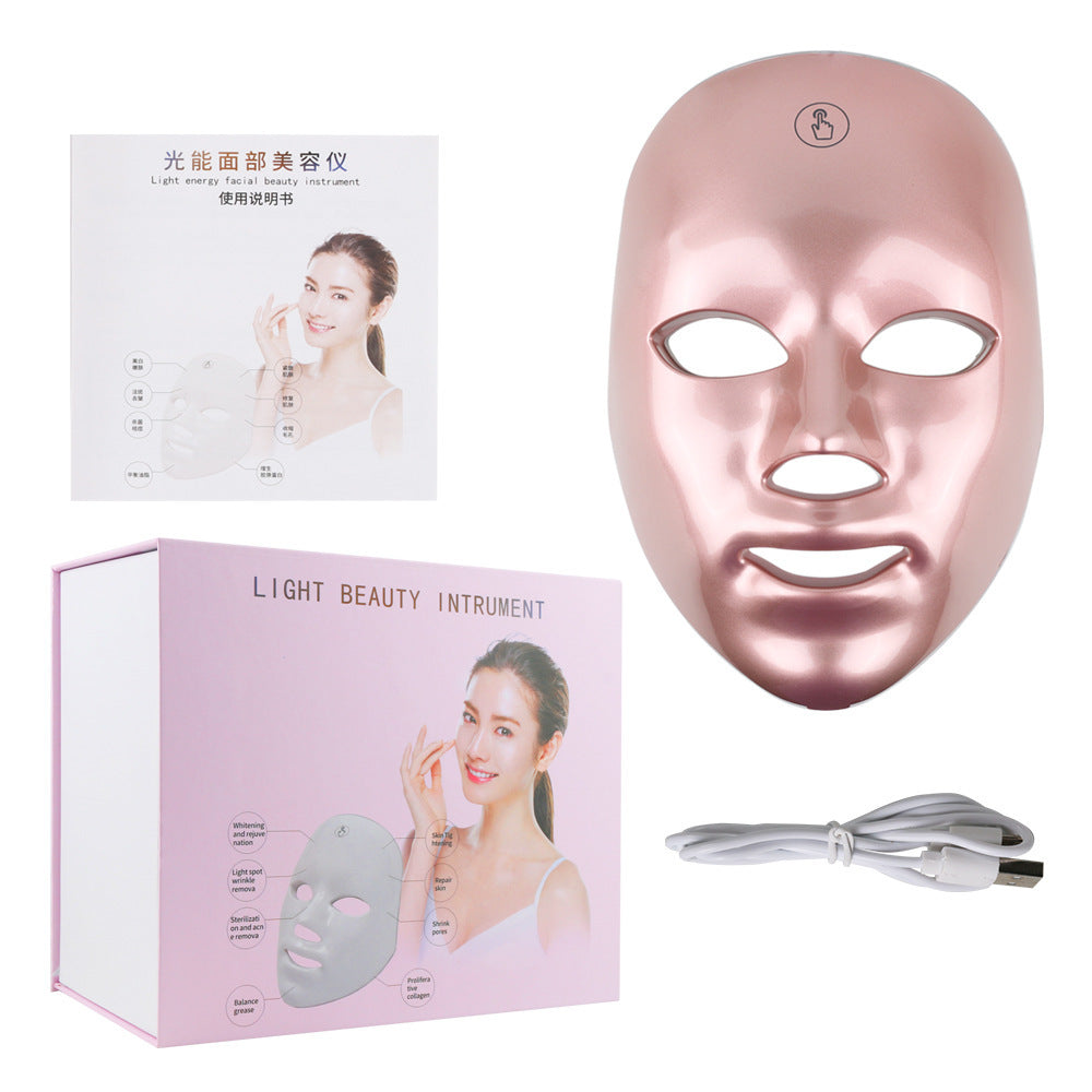 Touch Screen Seven-color Light Mask LED Photon Skin Rejuvenation - Glow Up with Color Light Mask in Gift Box Surprise