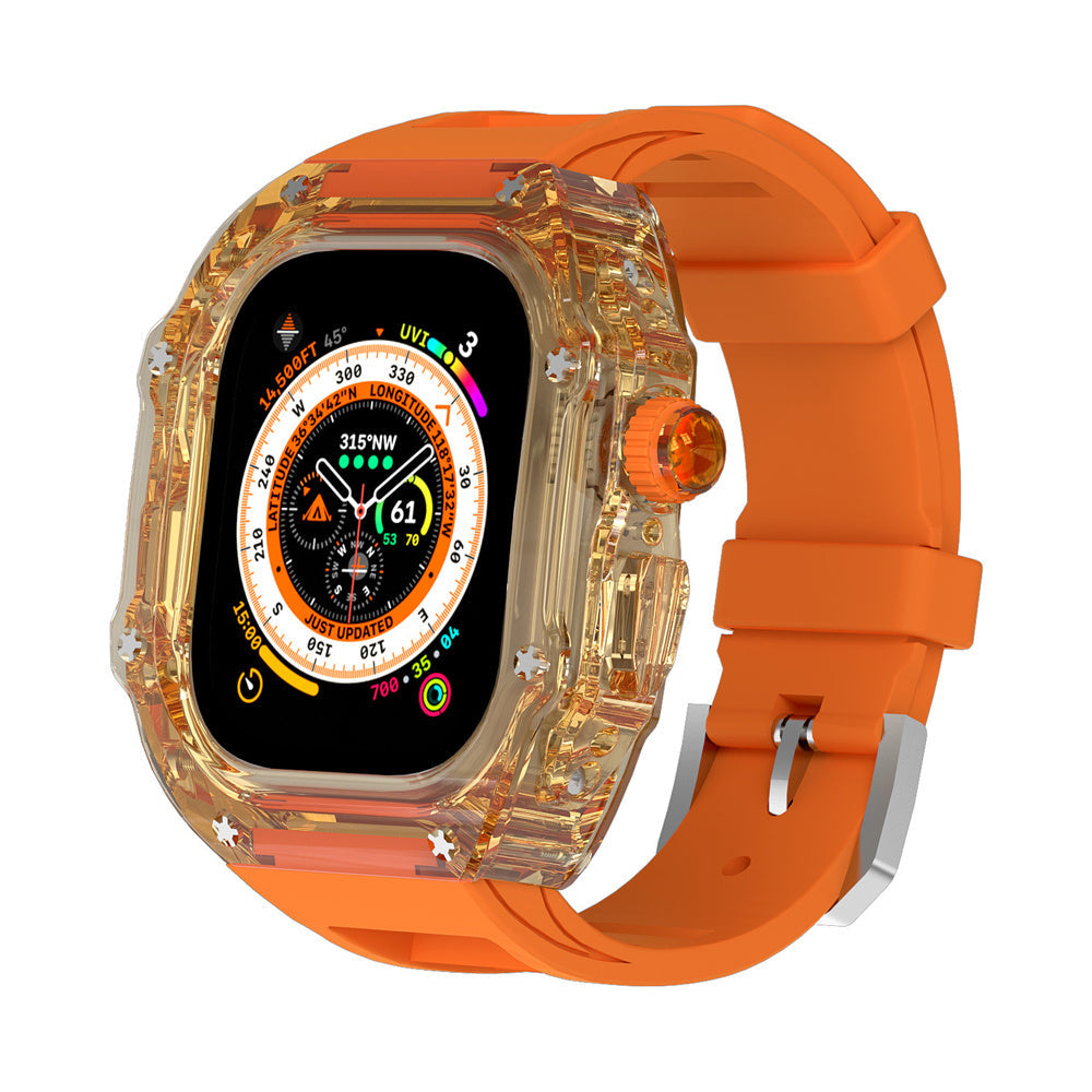 Transparent Case Fluororubber Strap Protective Case - Transparent Fluororubber Strap Case for iWatch Models