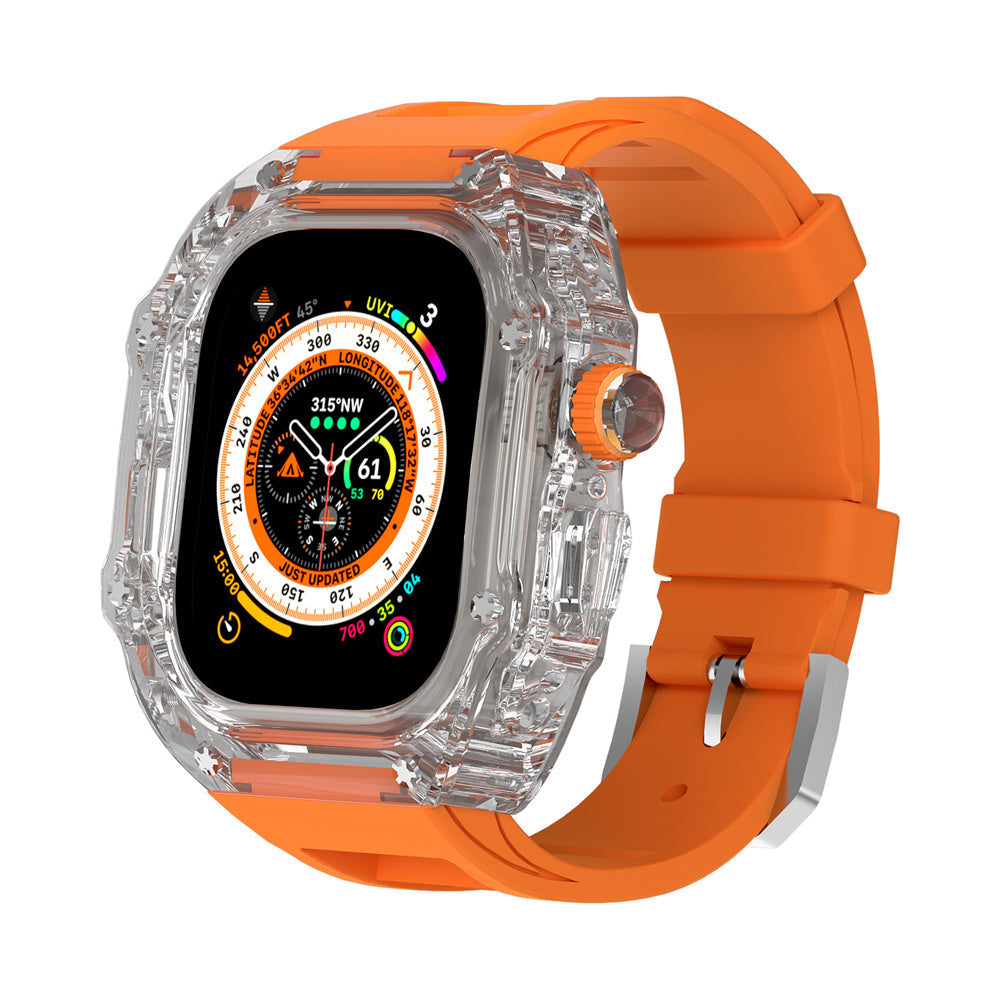 Transparent Case Fluororubber Strap Protective Case - Transparent Fluororubber Strap Case for iWatch Models