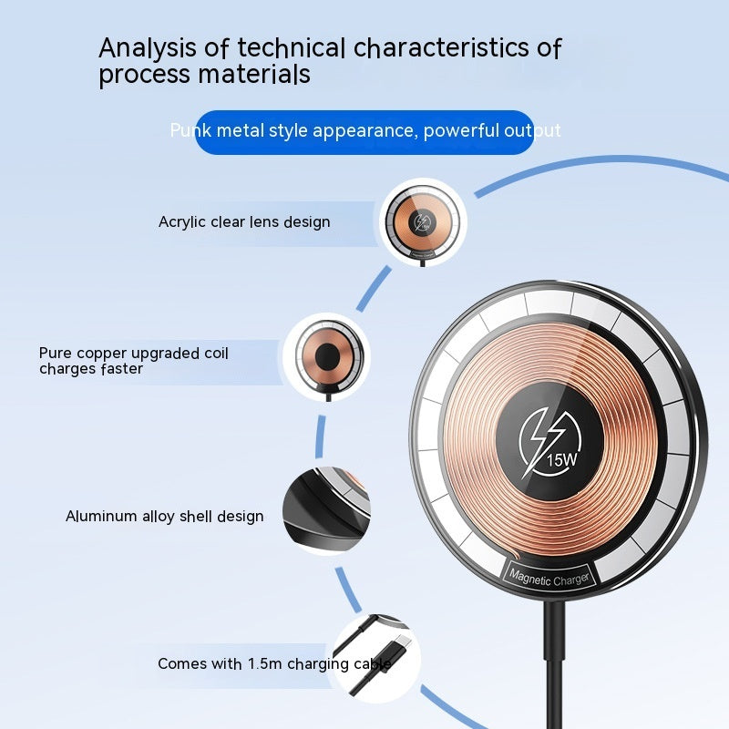 Transparent Magnetic Wireless Charger Phone Electrical Desktop Round Fast - Charge Your Phone Like a Magician’s Trick