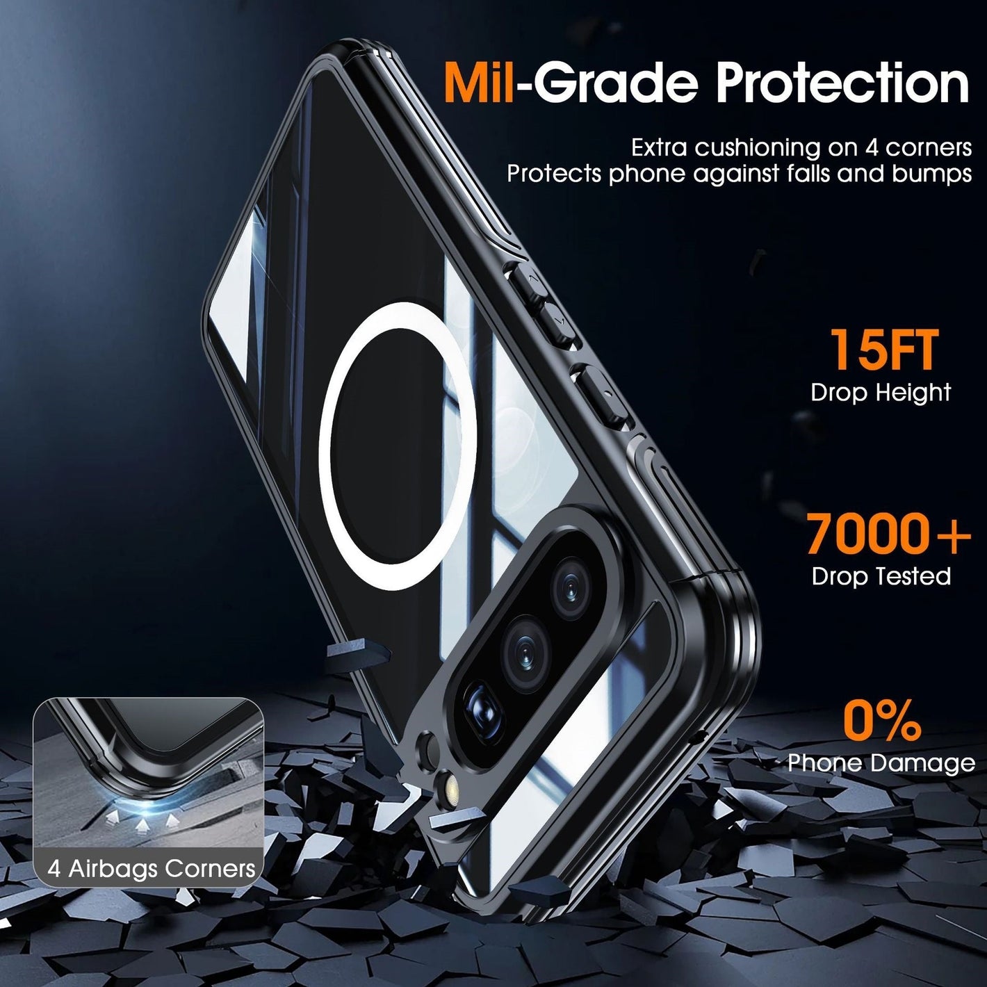 Universal Phone Case with Magnetic Attraction for United States and CHF - Stay Clumsy Our Transparent Fortress united