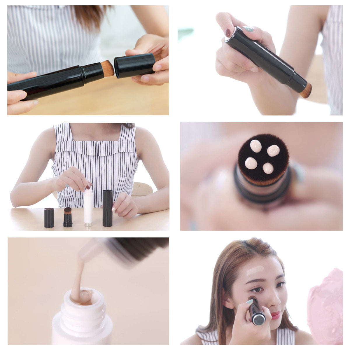 Travel Portable Liquid Foundation Automatic Makeup Brush with Man-Made Fiber - travel portable liquid foundation