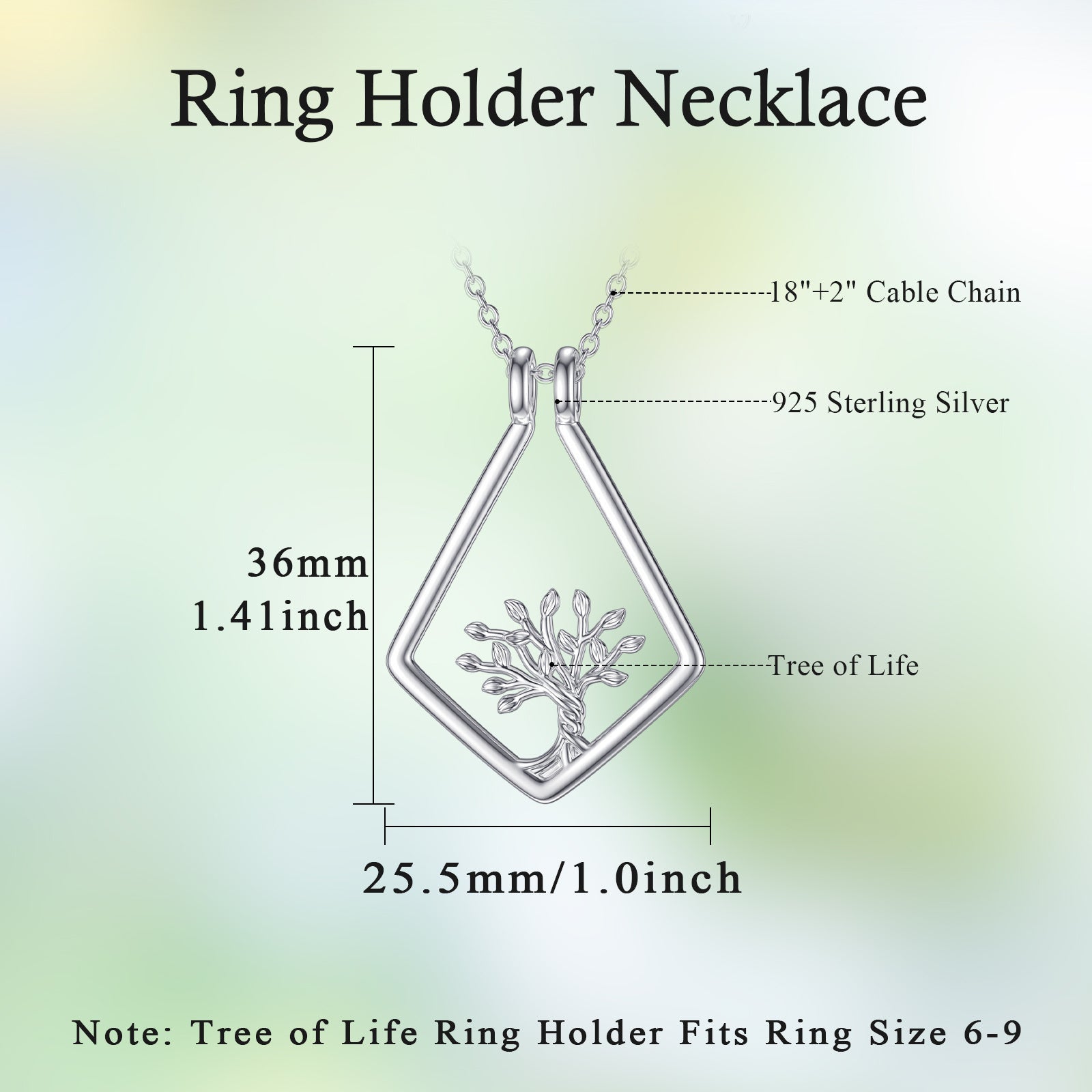 Tree of Life Ring Holder Pendant Necklace in 925 Sterling Silver - Tree of Life Ring Holder Necklace for Good Vibes