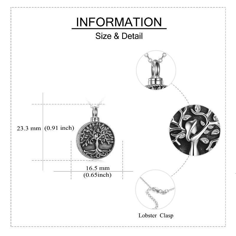 Tree of Life Urn Cremation Jewelry Necklace for Ashes in Sterling Silver Retro - Tree of Life Urn Necklace for Ashes