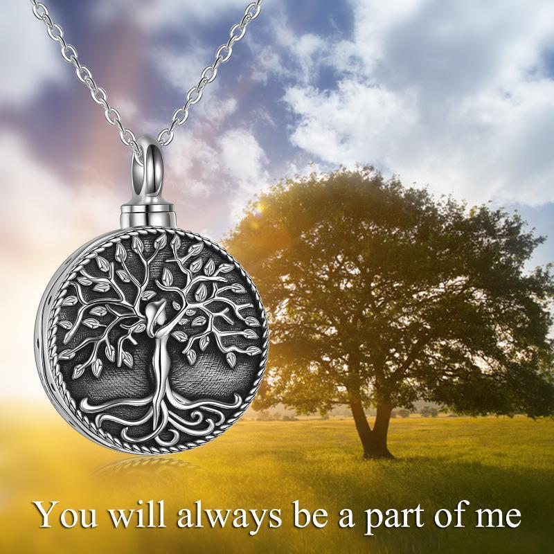 Tree of Life Urn Cremation Jewelry Necklace for Ashes in Sterling Silver Retro - Tree of Life Urn Necklace for Ashes