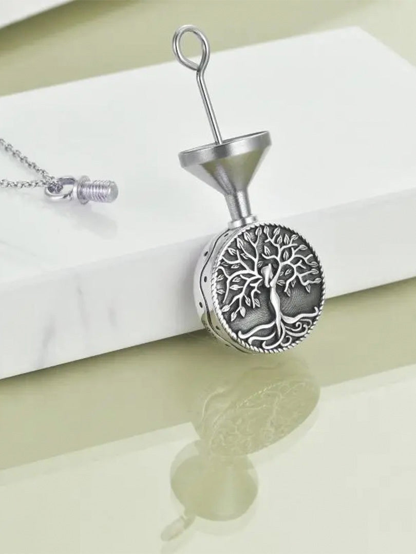 Tree of Life Urn Cremation Jewelry Necklace for Ashes in Sterling Silver Retro - Tree of Life Urn Necklace for Ashes