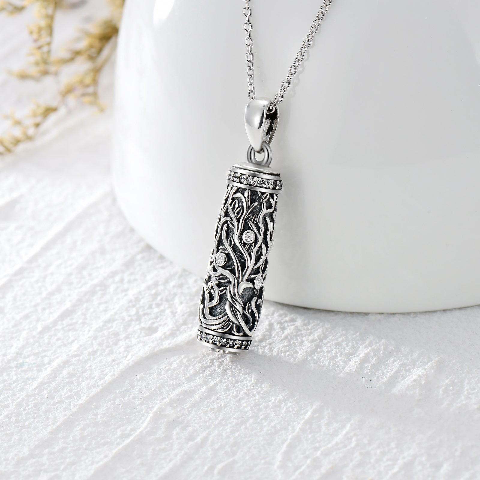 Tree Of Life Urn Necklace S925 Sterling Silver Urn Necklace Ash Necklace For Human - Chic Tree Of Life Urn Necklace