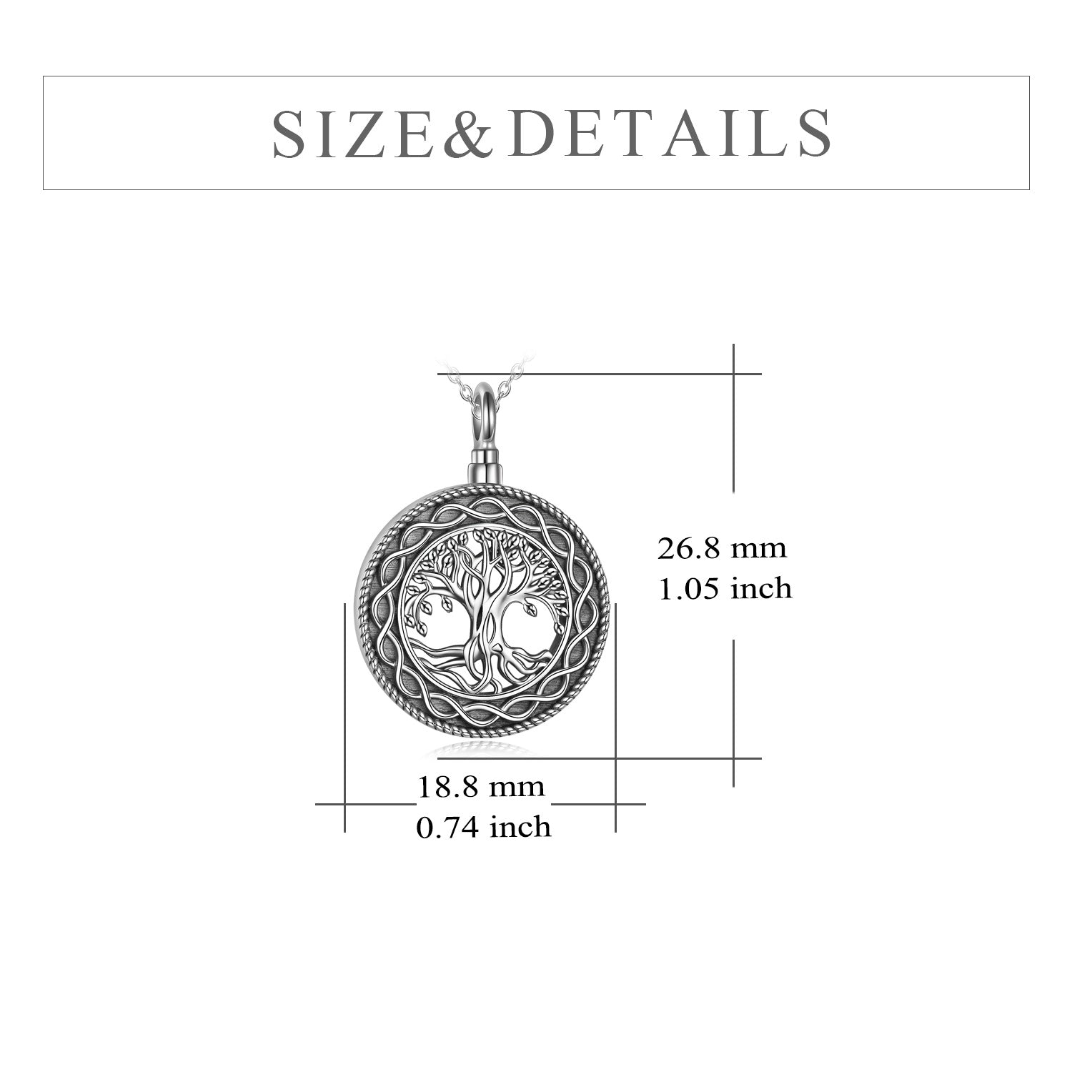 Tree of Life Urn Necklace Sterling Silver Circle Cremation Pendant Necklace Family - Eternal Love with Tree of Life