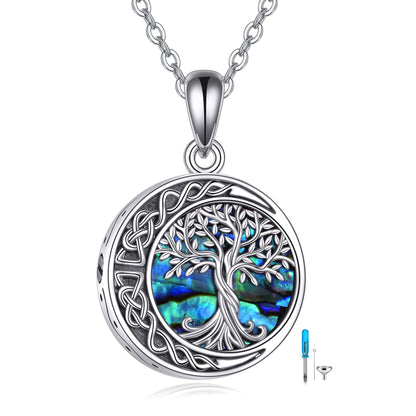 Tree of Life Urn Necklaces for Ashes Sterling Silver Celtic Knot Moon Tree of Life Cremation Jewelry for Ashes Memory