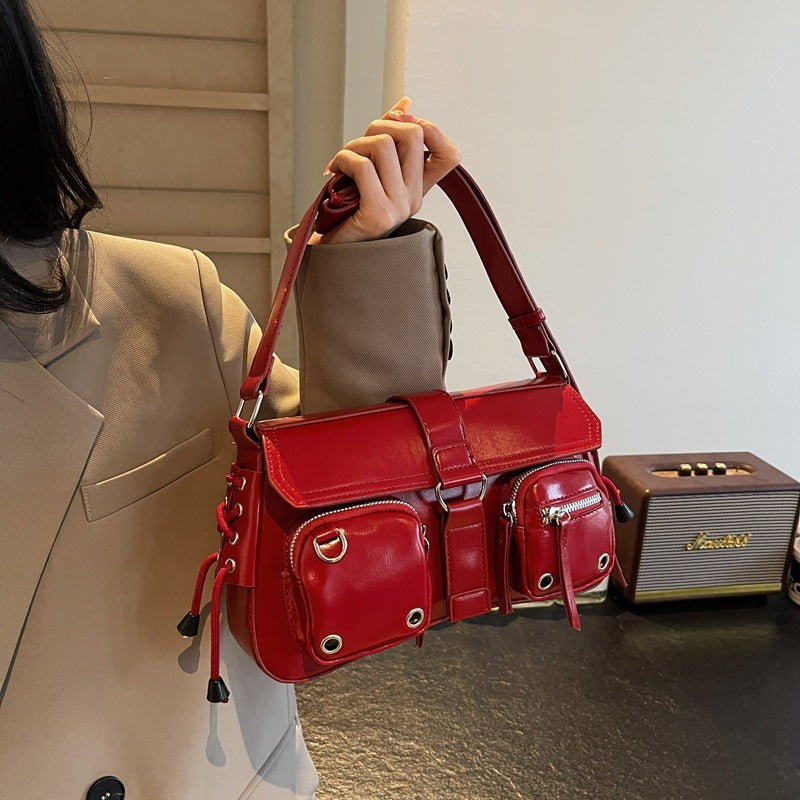 Trendy Girl Underarm Bag with Cool Texture and Stylish Sewn PU Material - Teleplus Style texture trendy cool hot girl