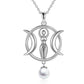 Triple Moon Goddess Necklace Amulet Wizard Pendant with Shell Pearl Necklace for Women - Magical Triple Moon Necklace