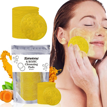 Turmeric Exfoliating Cleansing Pads Compressed Facial Sponges Skin Care Tools For Face Clogged Pores Excess Oil