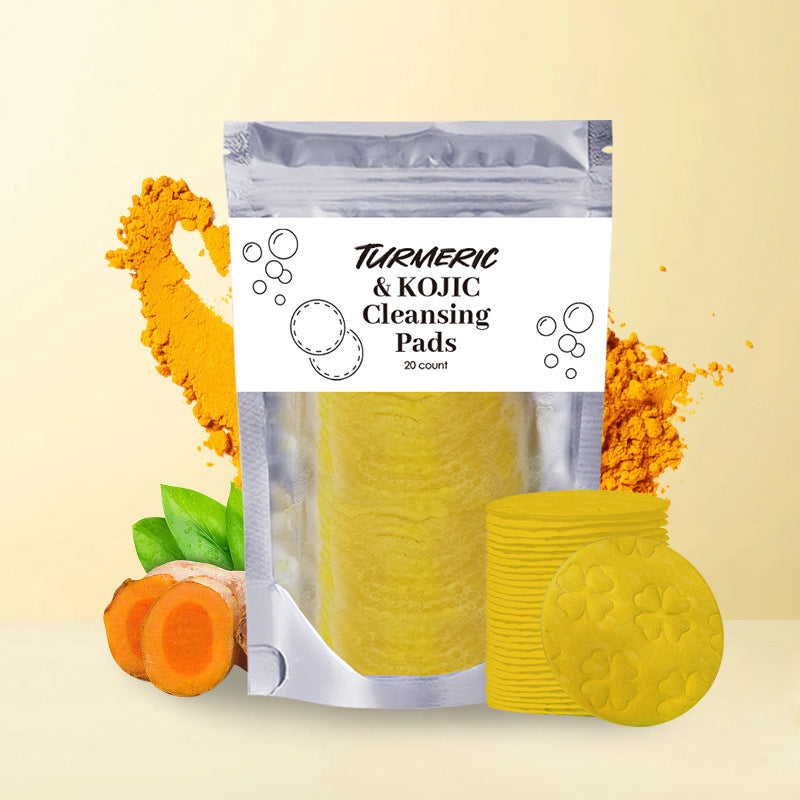 Turmeric Exfoliating Cleansing Pads Compressed Facial Sponges Skin Care Tools For Face Clogged Pores Excess Oil