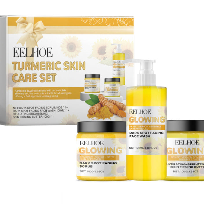 Turmeric Skincare Set with Exfoliating Face Scrub and Firming Cream - for Glow Giggles turmeric skincare set