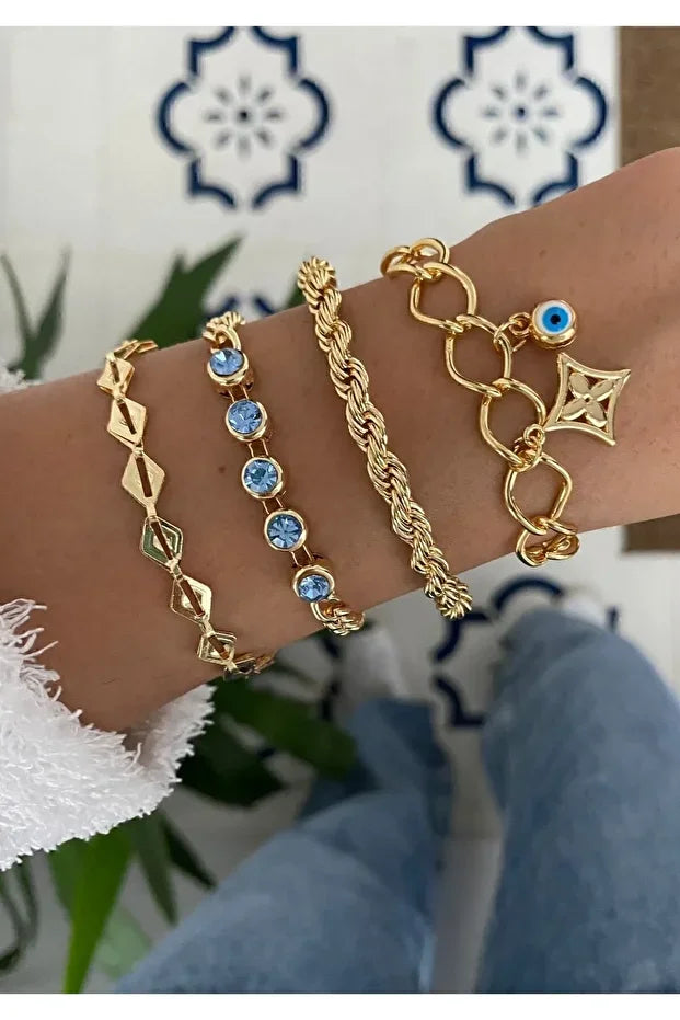 Turquoise Beaded Bracelet Set Boho Chic Layered Jewelry for Women - Teleplus turquoise beaded bracelet set combo