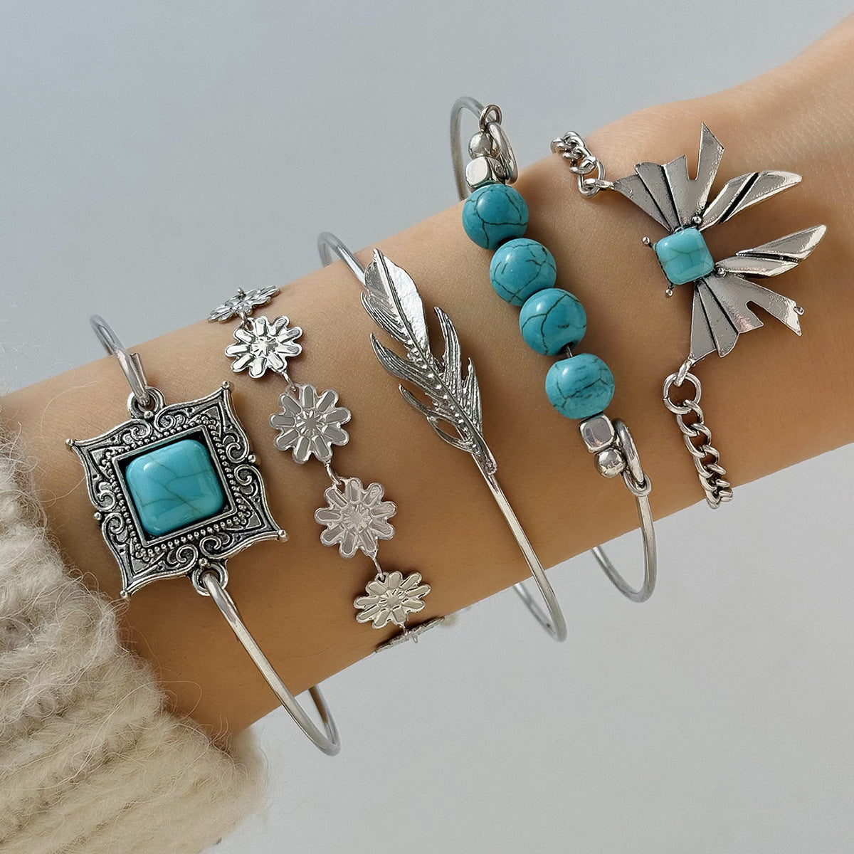 Turquoise Leaf Bracelet Bow - Turquoise Leaf Bracelet Bow for Elegant Style