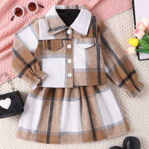 Plaid Black Suit for Girls with Turtleneck Dress Style - Jacket Set Tiny Trendsetters turtleneck plaid dress