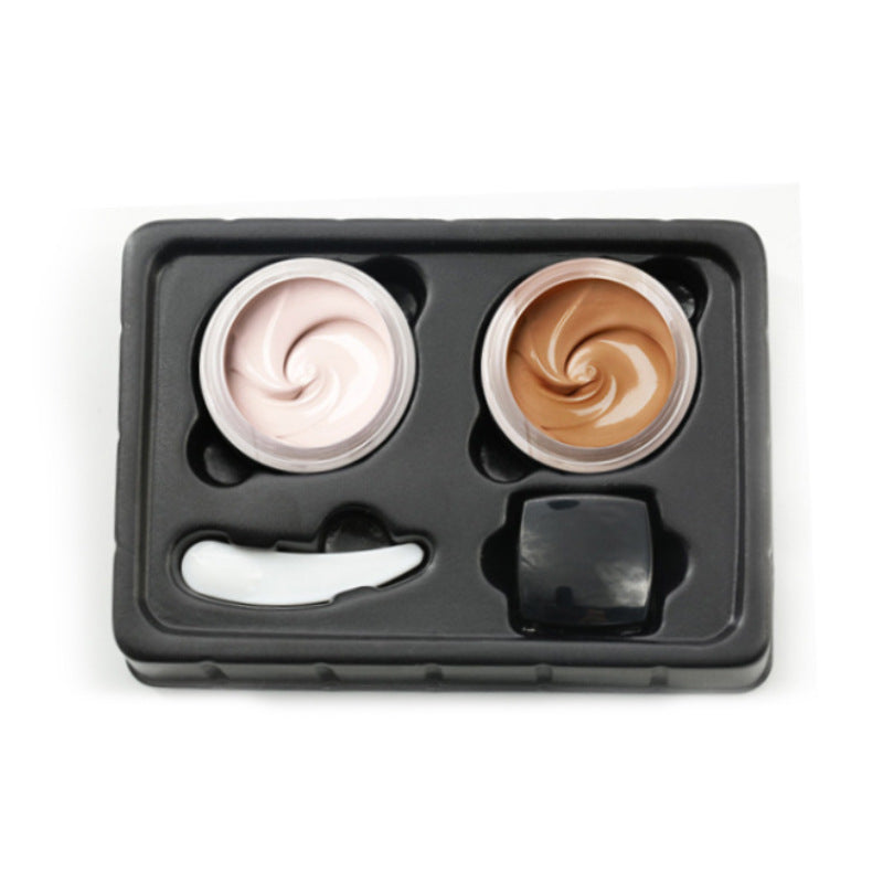 Two-Color Tattoo Concealer Set with Cleansing and Brush Oils - Teleplus two-color tattoo concealer combined cleansing