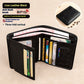 Two-Fold Yellow and Brown Cowhide Wallet with Anti-Theft RFID Blocking in the United States - Slim for Men Anticipating