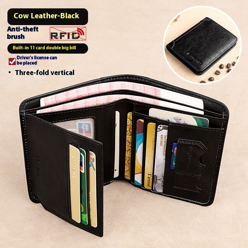 Two-Fold Yellow and Brown Cowhide Wallet with Anti-Theft RFID Blocking in the United States - Slim for Men Anticipating