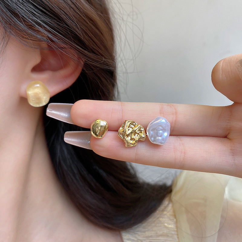 Electroplated HSLA1801 Alloy Earrings Set for United States and CHF Markets - Double the Pearls Vintage Fun united