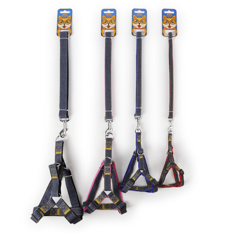 Two-Piece Set Pet Leash and Chest Traction Collar for Dogs Cats - Teleplus two-piece set three-piece traction collar