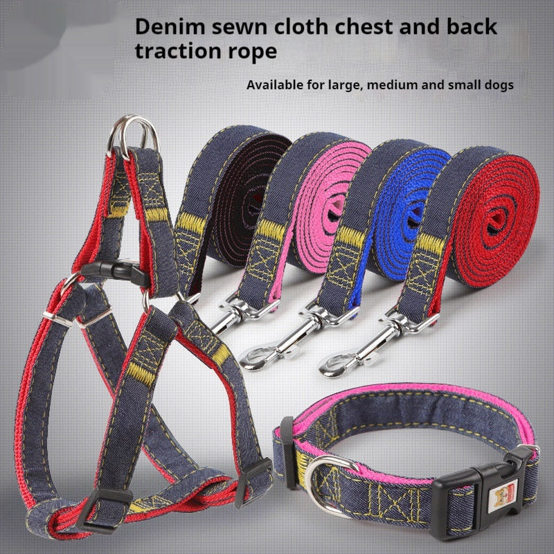 Two-Piece Set Pet Leash and Chest Traction Collar for Dogs Cats - Teleplus two-piece set three-piece traction collar