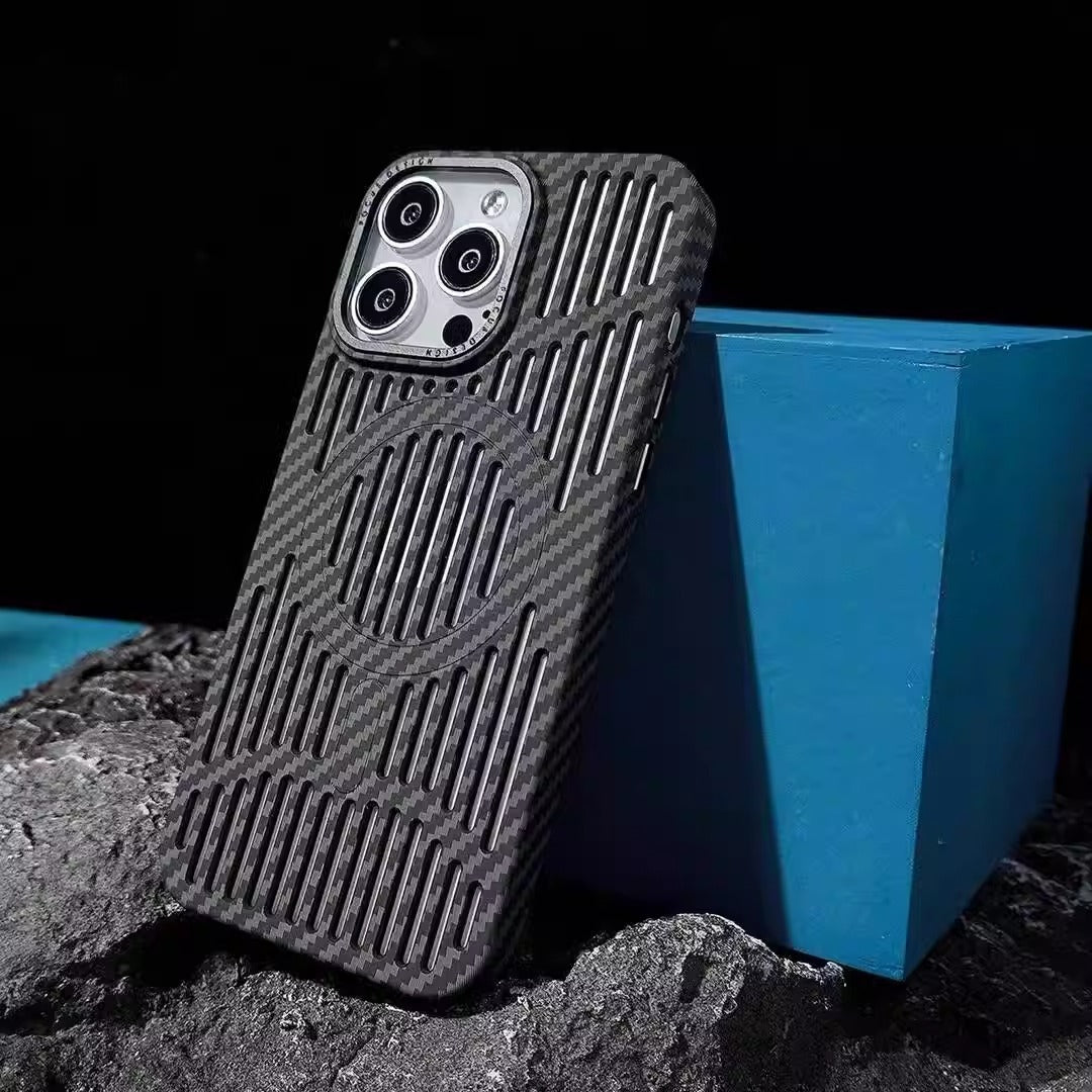 Black MagSafe Phone Case with Carbon Fiber Shockproof and Heat Dissipation for United States - Ultra-thin Feature