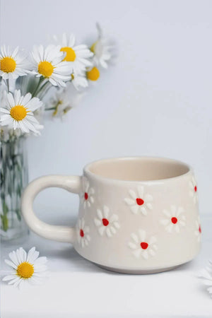 Unique Handmade White Daisy Mug Set for Floral Kitchen Decor - handmade white daisy mug set floral kitchen decor